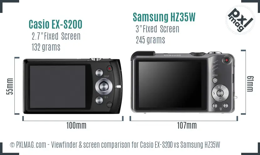 Casio EX-S200 vs Samsung HZ35W Screen and Viewfinder comparison