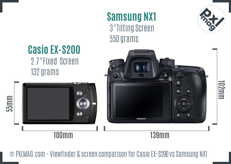 Casio EX-S200 vs Samsung NX1 Screen and Viewfinder comparison