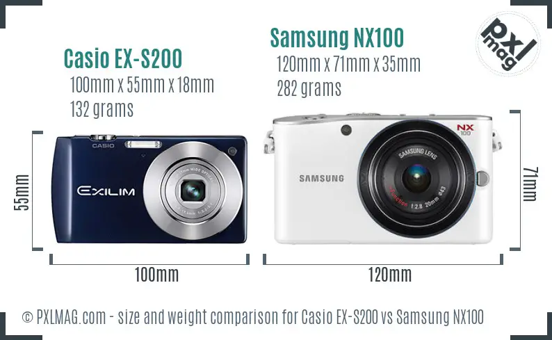 Casio EX-S200 vs Samsung NX100 size comparison