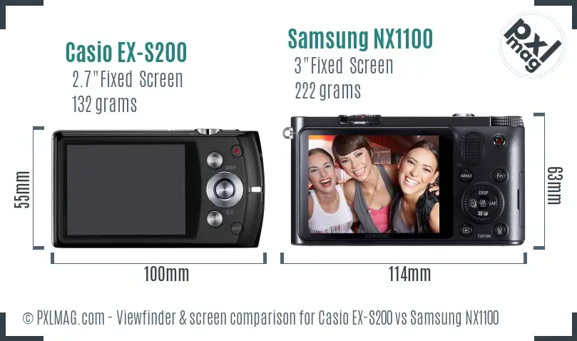 Casio EX-S200 vs Samsung NX1100 Screen and Viewfinder comparison