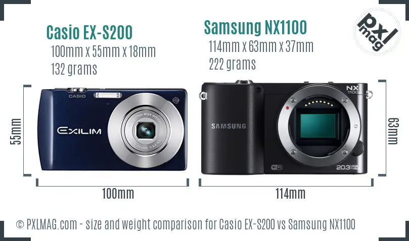 Casio EX-S200 vs Samsung NX1100 size comparison