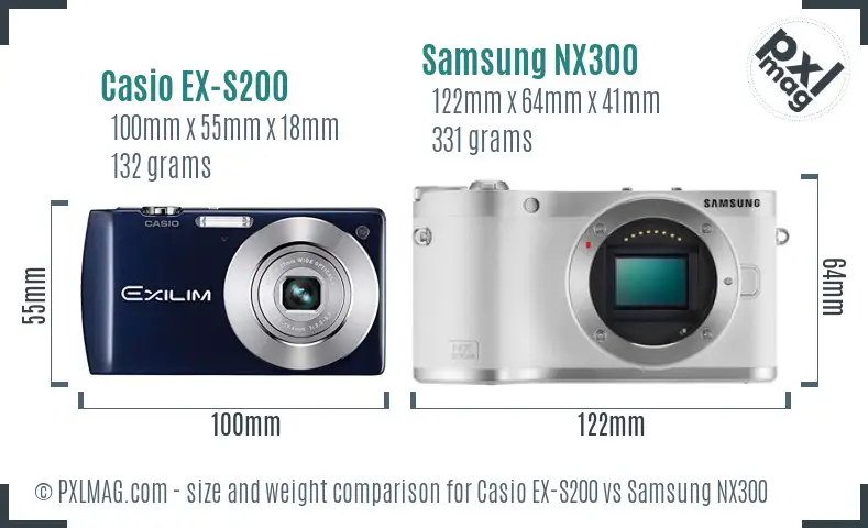 Casio EX-S200 vs Samsung NX300 size comparison