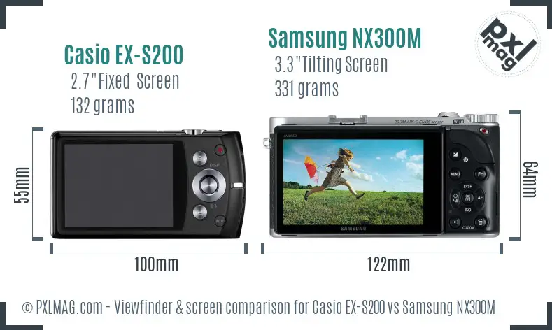 Casio EX-S200 vs Samsung NX300M Screen and Viewfinder comparison