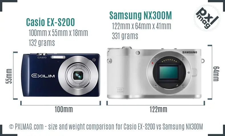 Casio EX-S200 vs Samsung NX300M size comparison