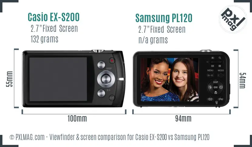 Casio EX-S200 vs Samsung PL120 Screen and Viewfinder comparison