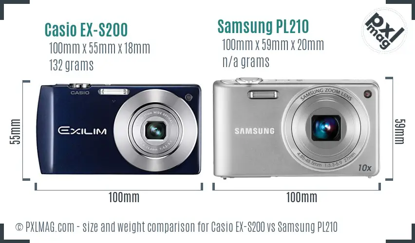 Casio EX-S200 vs Samsung PL210 size comparison Casio EX-S200 vs Samsung PL210 size comparison