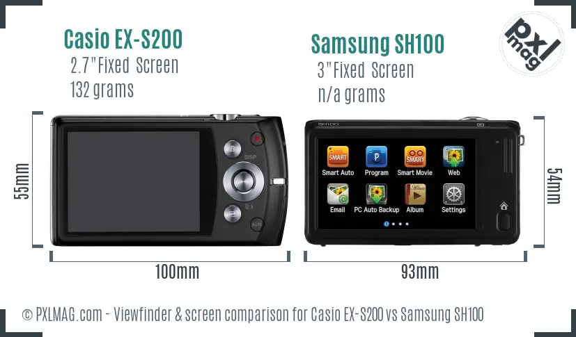 Casio EX-S200 vs Samsung SH100 Screen and Viewfinder comparison Casio EX-S200 vs Samsung SH100 Screen and Viewfinder comparison