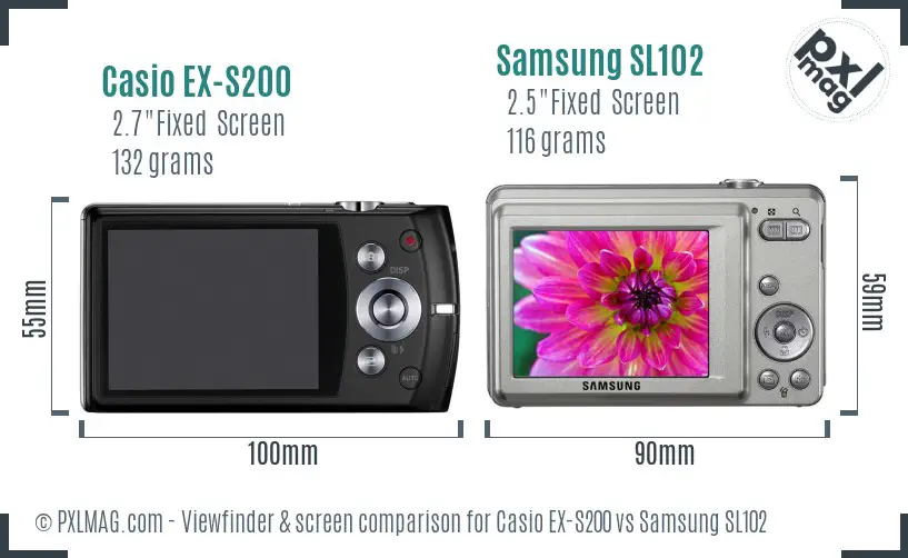 Casio EX-S200 vs Samsung SL102 Screen and Viewfinder comparison
