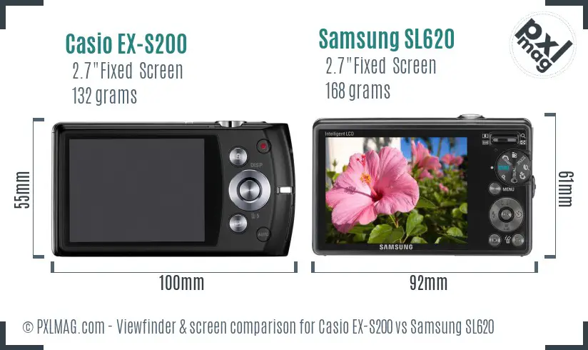 Casio EX-S200 vs Samsung SL620 Screen and Viewfinder comparison