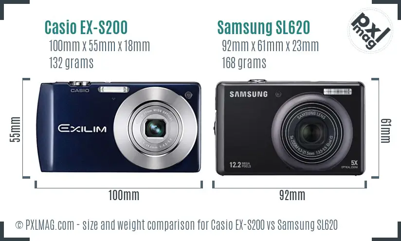 Casio EX-S200 vs Samsung SL620 size comparison