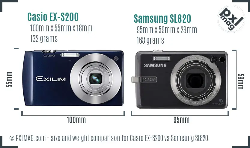 Casio EX-S200 vs Samsung SL820 size comparison