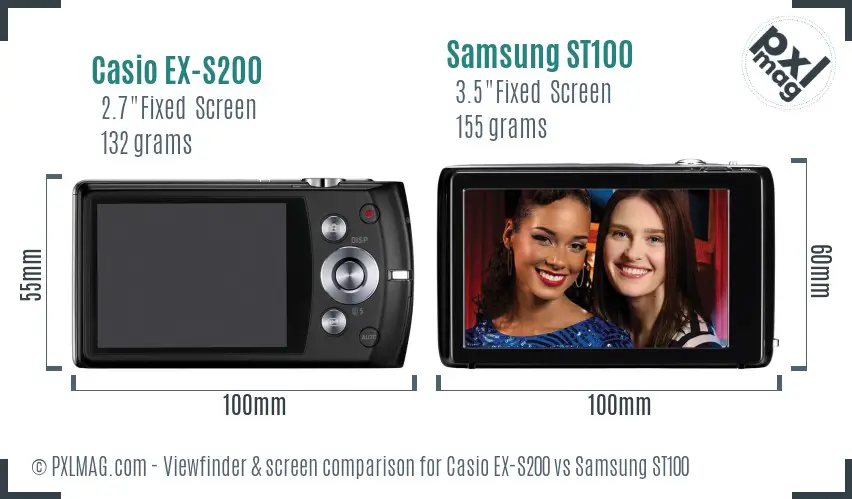 Casio EX-S200 vs Samsung ST100 Screen and Viewfinder comparison