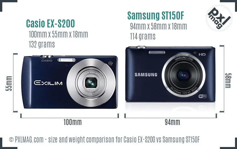 Casio EX-S200 vs Samsung ST150F size comparison