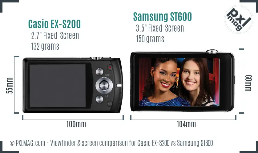 Casio EX-S200 vs Samsung ST600 Screen and Viewfinder comparison