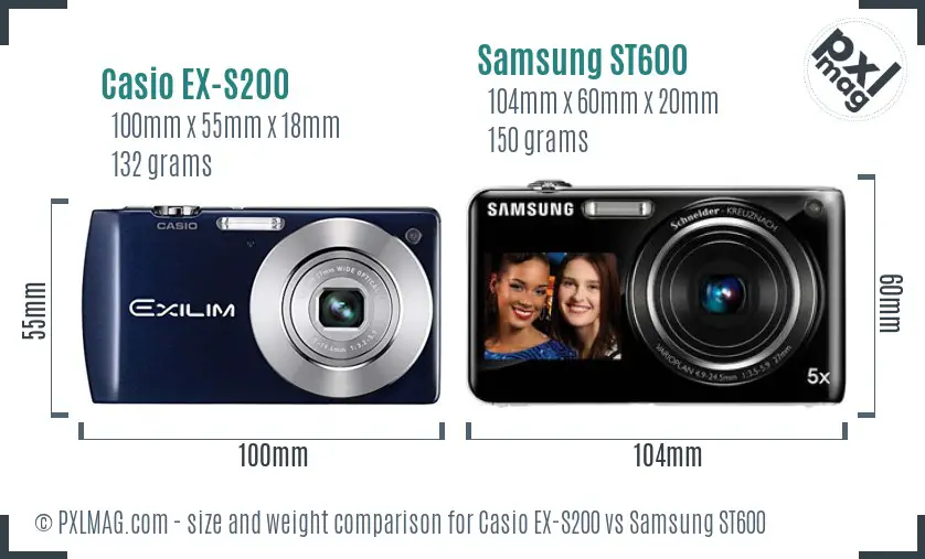 Casio EX-S200 vs Samsung ST600 size comparison