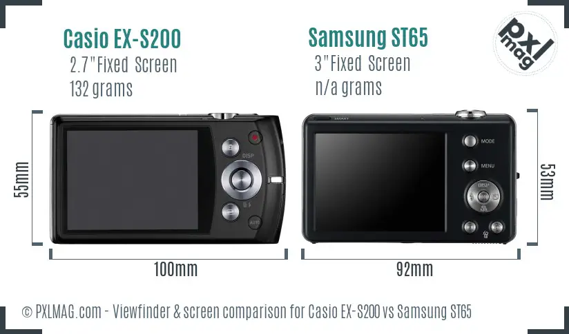 Casio EX-S200 vs Samsung ST65 Screen and Viewfinder comparison