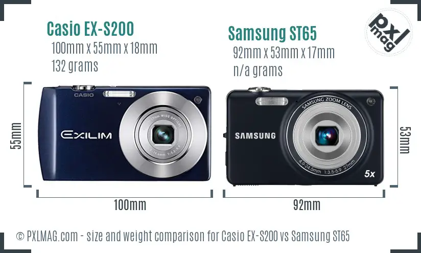 Casio EX-S200 vs Samsung ST65 size comparison