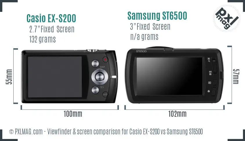 Casio EX-S200 vs Samsung ST6500 Screen and Viewfinder comparison