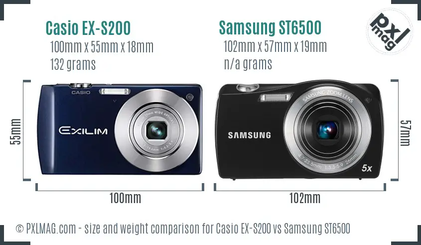 Casio EX-S200 vs Samsung ST6500 size comparison