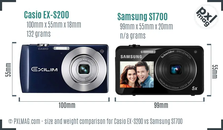 Casio EX-S200 vs Samsung ST700 size comparison