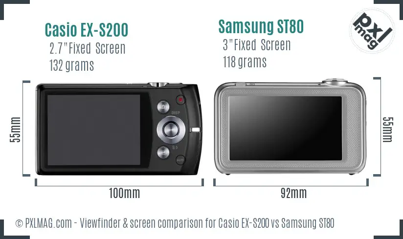 Casio EX-S200 vs Samsung ST80 Screen and Viewfinder comparison