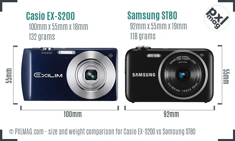 Casio EX-S200 vs Samsung ST80 size comparison