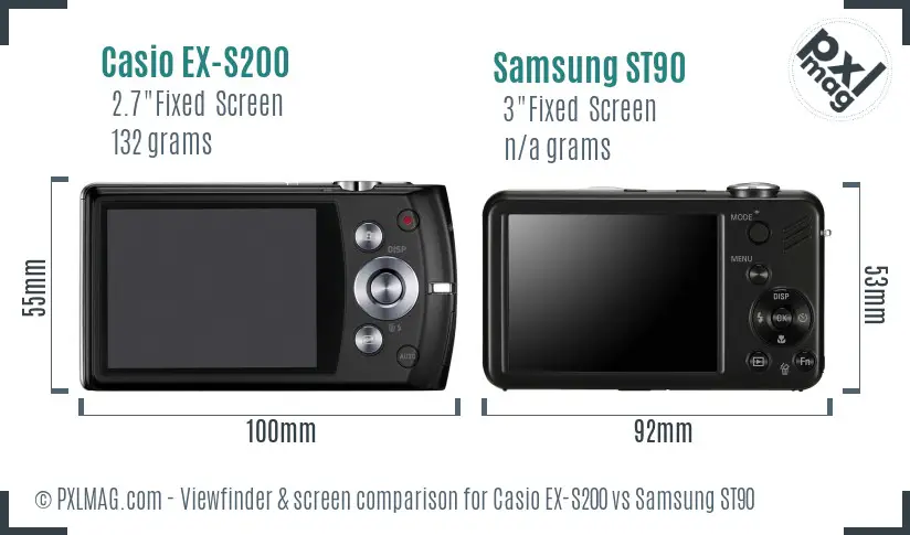 Casio EX-S200 vs Samsung ST90 Screen and Viewfinder comparison