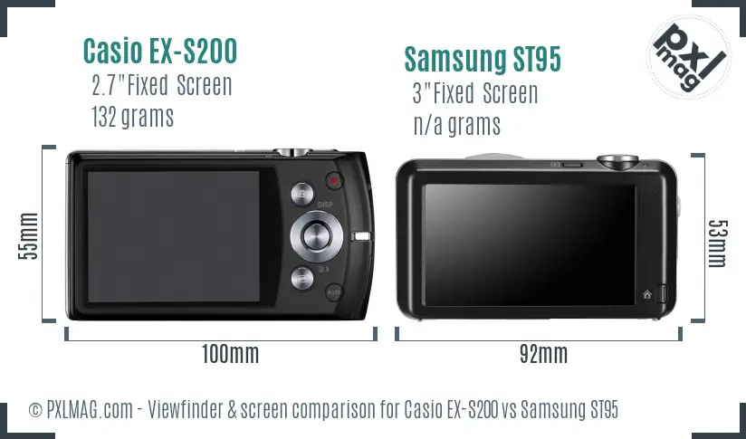 Casio EX-S200 vs Samsung ST95 Screen and Viewfinder comparison