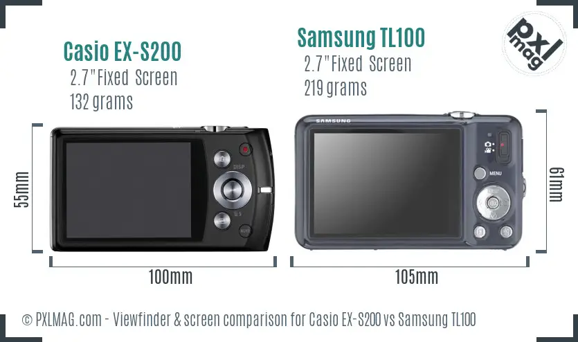 Casio EX-S200 vs Samsung TL100 Screen and Viewfinder comparison
