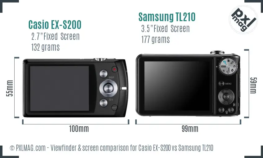 Casio EX-S200 vs Samsung TL210 Screen and Viewfinder comparison