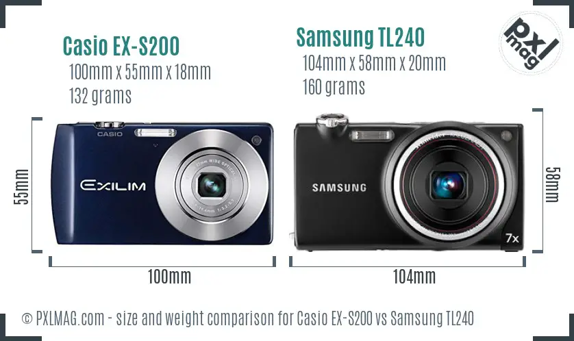 Casio EX-S200 vs Samsung TL240 size comparison