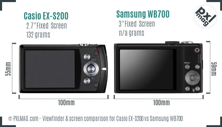 Casio EX-S200 vs Samsung WB700 Screen and Viewfinder comparison