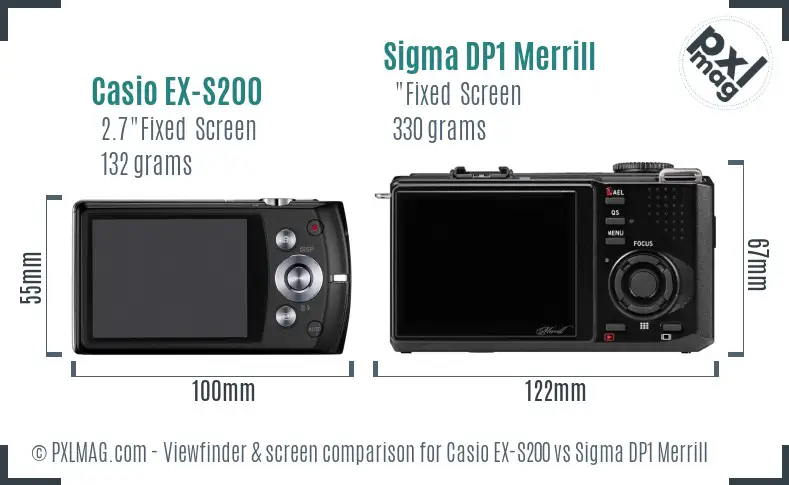 Casio EX-S200 vs Sigma DP1 Merrill Screen and Viewfinder comparison