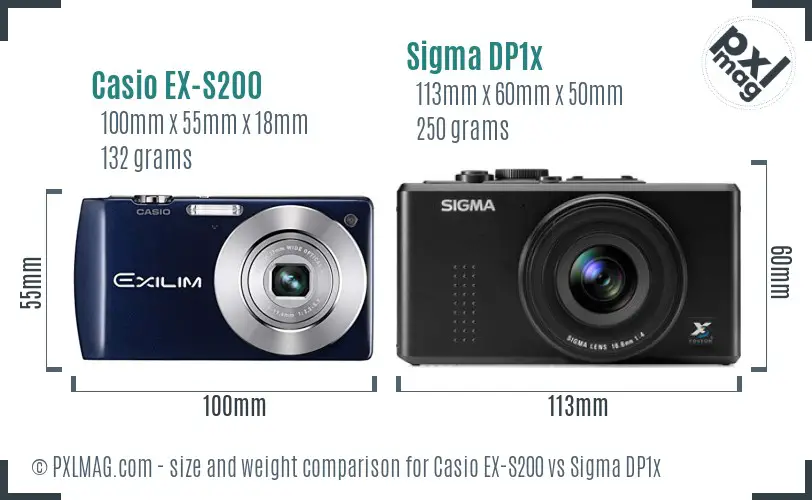 Casio EX-S200 vs Sigma DP1x size comparison