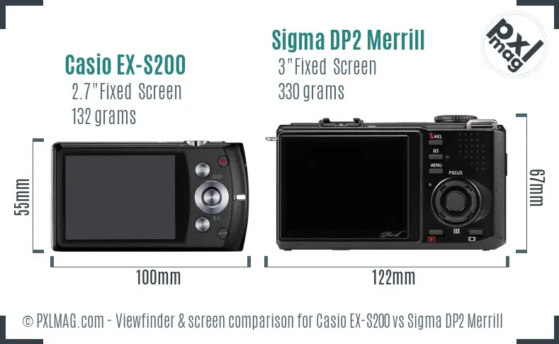 Casio EX-S200 vs Sigma DP2 Merrill Screen and Viewfinder comparison