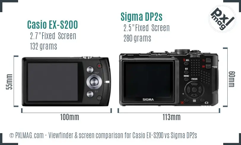 Casio EX-S200 vs Sigma DP2s Screen and Viewfinder comparison