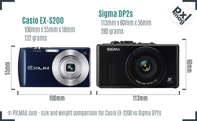 Casio EX-S200 vs Sigma DP2s size comparison