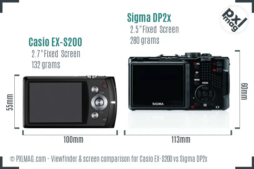 Casio EX-S200 vs Sigma DP2x Screen and Viewfinder comparison