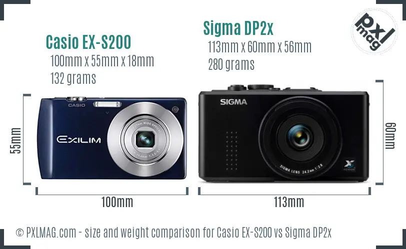 Casio EX-S200 vs Sigma DP2x size comparison