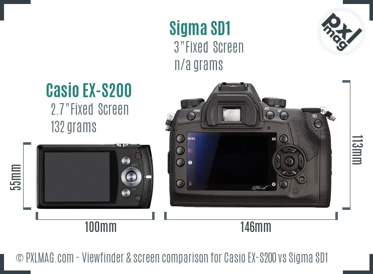 Casio EX-S200 vs Sigma SD1 Screen and Viewfinder comparison