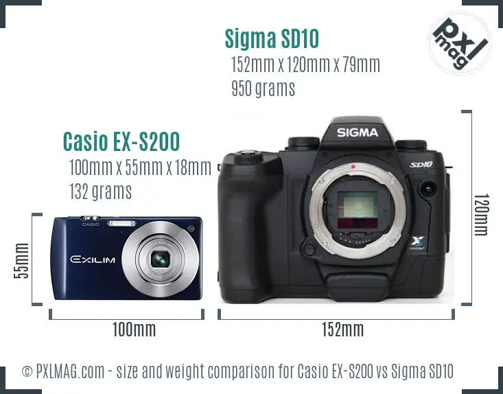 Casio EX-S200 vs Sigma SD10 size comparison
