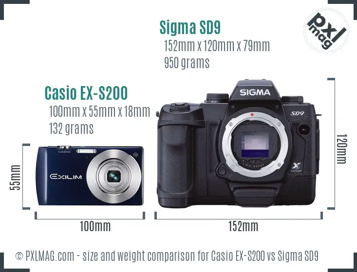 Casio EX-S200 vs Sigma SD9 size comparison