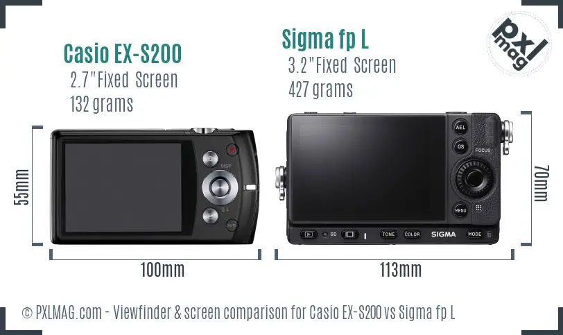 Casio EX-S200 vs Sigma fp L Screen and Viewfinder comparison