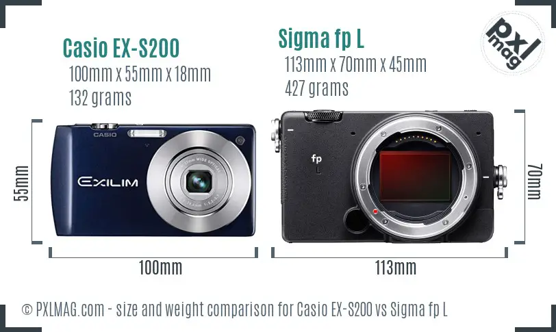 Casio EX-S200 vs Sigma fp L size comparison