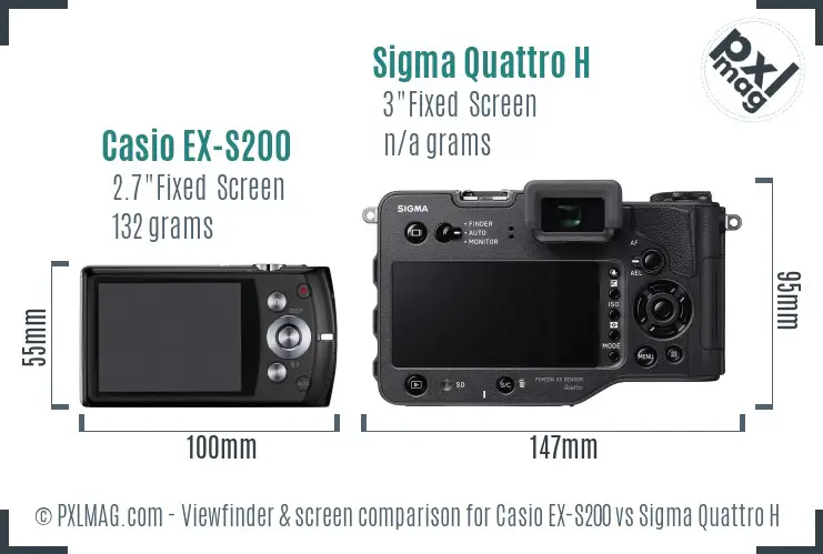 Casio EX-S200 vs Sigma Quattro H Screen and Viewfinder comparison