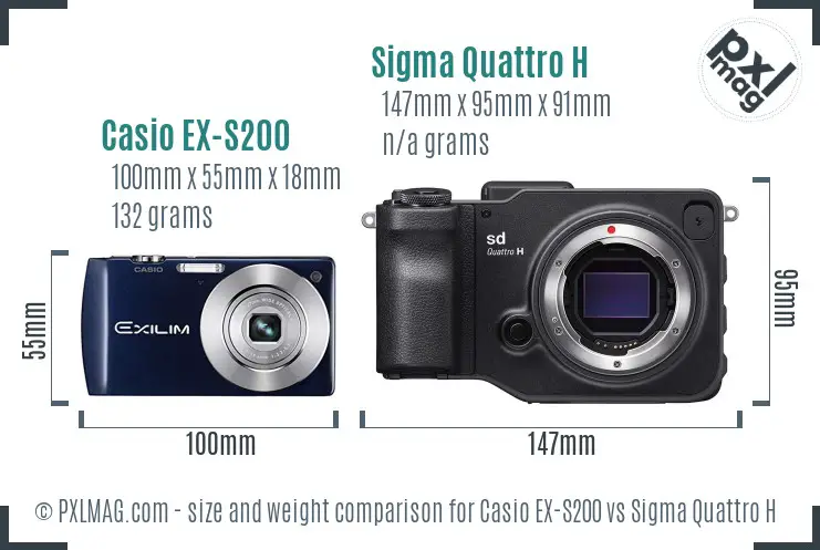 Casio EX-S200 vs Sigma Quattro H size comparison