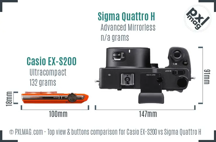 Casio EX-S200 vs Sigma Quattro H top view buttons comparison