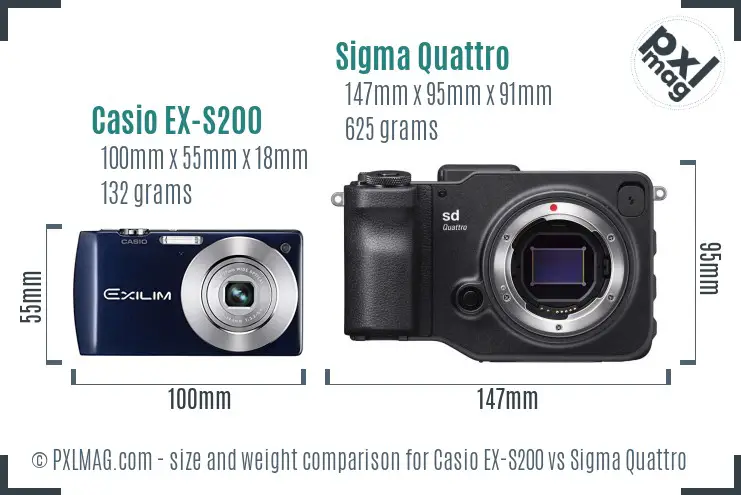 Casio EX-S200 vs Sigma Quattro size comparison