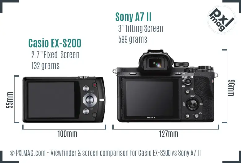 Casio EX-S200 vs Sony A7 II Screen and Viewfinder comparison