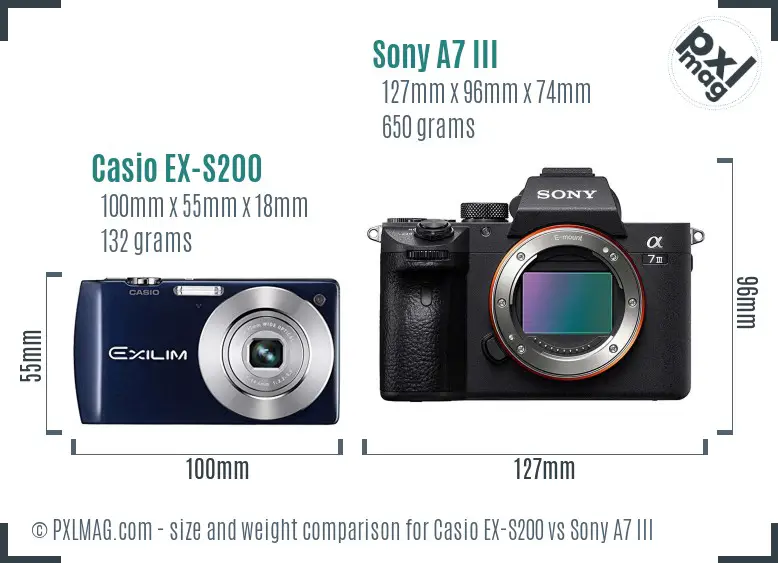 Casio EX-S200 vs Sony A7 III size comparison Casio EX-S200 vs Sony A7 III size comparison
